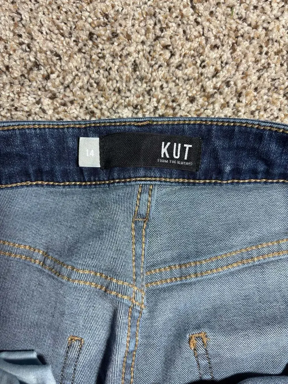 KUT from the Kloth High Rise Straight Leg Distressed Jeans Size 14 - Picture 4 of 5